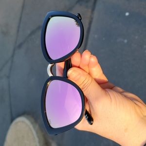 SHADY RAYS Lotus Cat-eye Sunglasses w/Pink Mirrored Polarized Lenses, w/case/bag